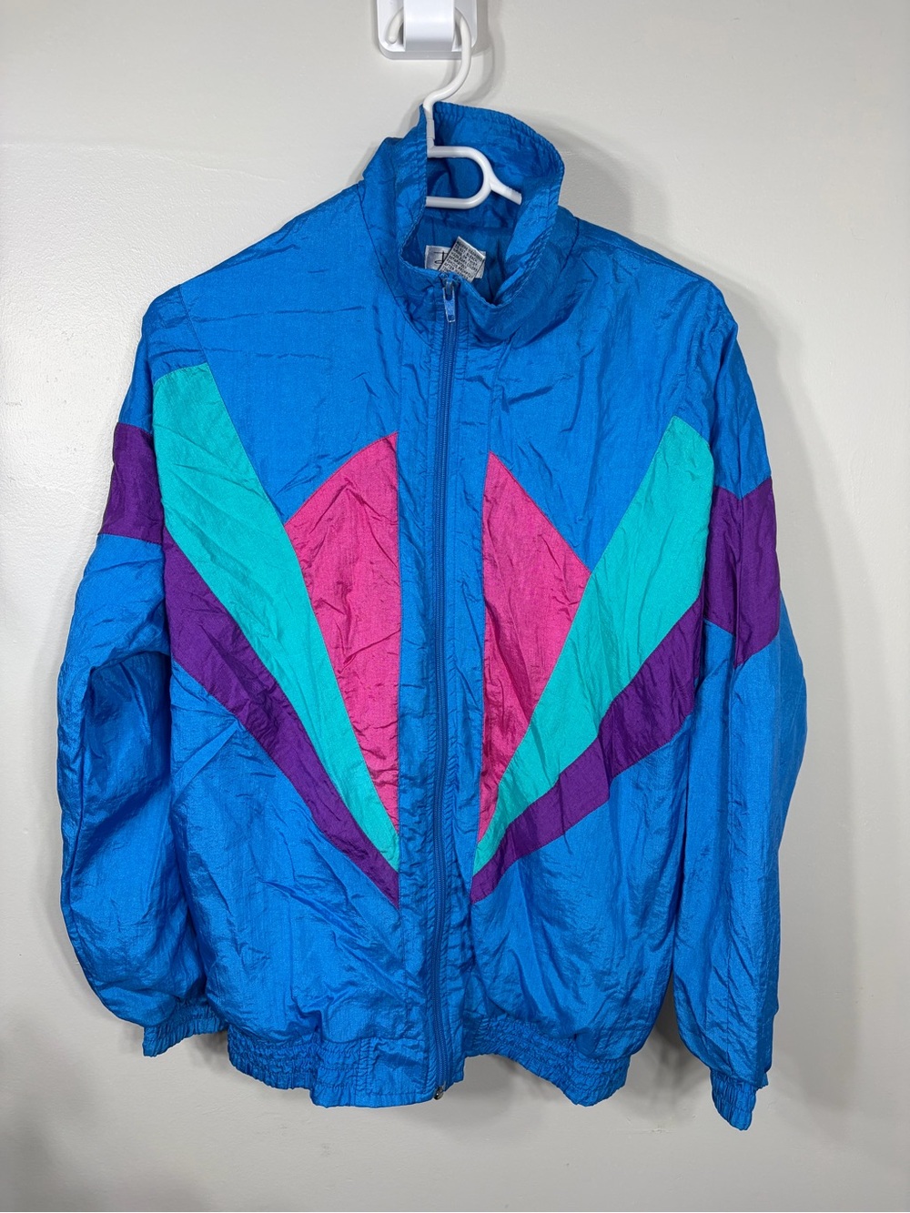 Vintage Bocoo Colorblock Windbreaker Jacket Blue Teal Pink Purple‎ Small